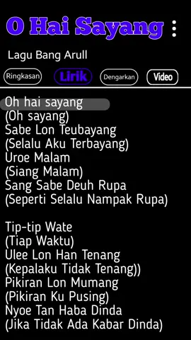 Bang Arull - O Hai Sayang #liriklagu #overlay #music #capcut #fyp 