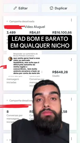 Respondendo a @Bruna Pinheiro Corretora  O problema não é o tamanho da concorrência, mas sim na falta de criatividade dos criativos Experimenta fazer criativos “fora da caixa”, que vão aumentar o nível de consciência do seu lead antes de você fazer a sua oferta E veja como vai melhorar o custo por resultado das suas campanhas de anúncio  #criativo #trafegopago #metaads #lead 