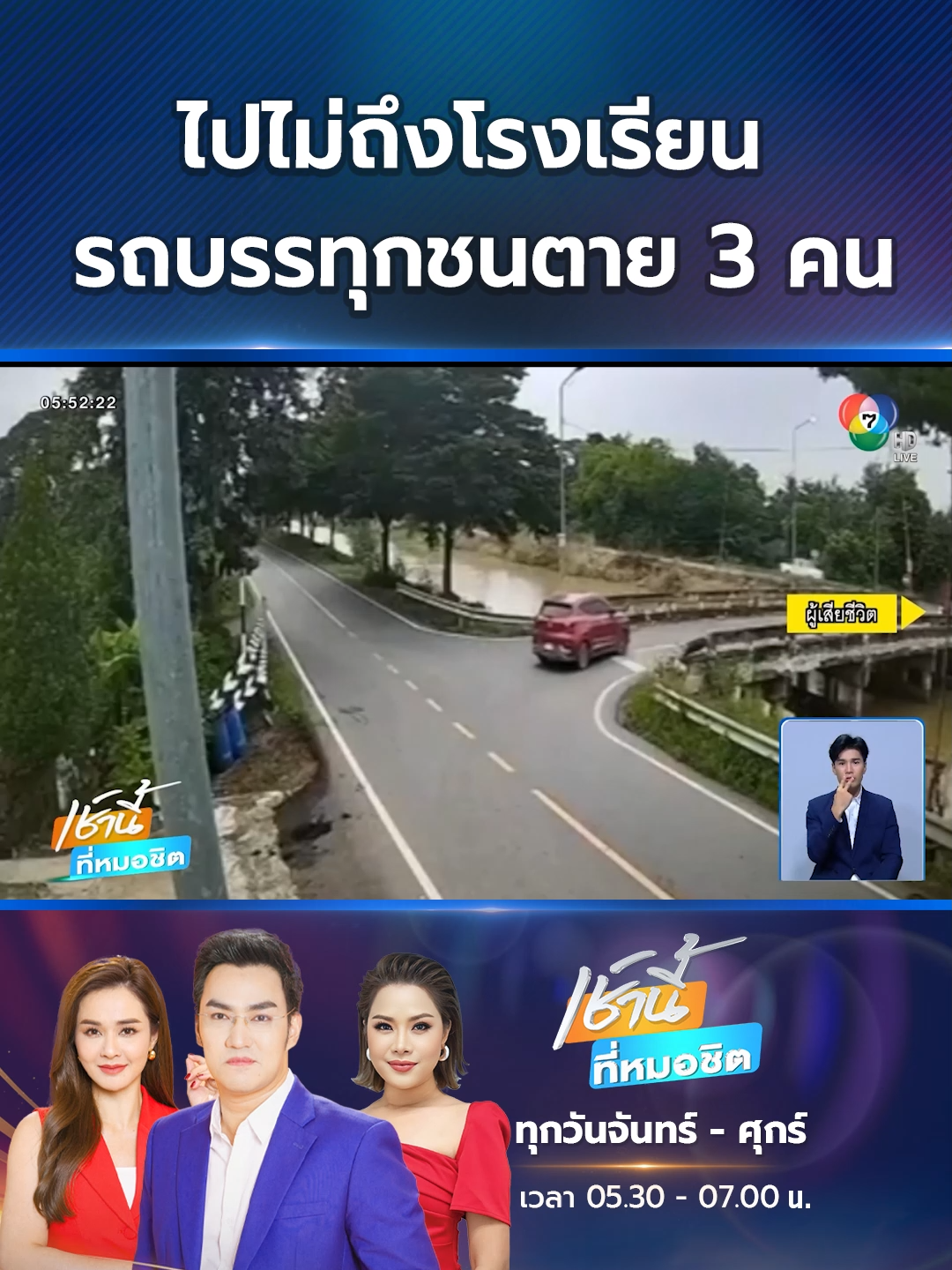 ไปไม่ถึงโรงเรียน รถบรรทุกพุ่งชนรถจักรยานยนต์พ่วงข้าง บาดเจ็บ 6 คน เสียชีวิต 3 คน เป็นนักเรียนชาย อายุ 17 ปี นักเรียนหญิง อายุ 10 ขวบ  และเป็นผู้โดยสารบนรถบรรทุก 1 คน #ข่าวออนไลน์7HD #Ch7HDNews #ข่าวTikTok
