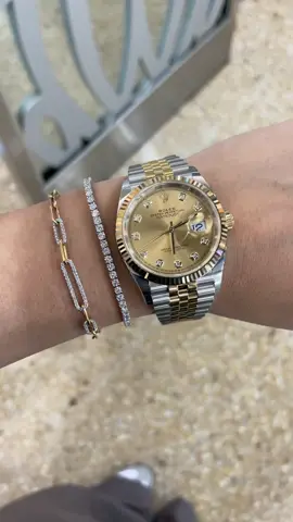 The dream stack ✨DateJust 36mm Yellow Gold and Oystersteel with a Champagne diamond dial 🤩 #watchexchange #fyp #want #armcandy #viral #oyster #jubilee #ladies #eurosummer #bondiwatches #bondi #gold #rarewatch  Not Affiliated With Any Brands 