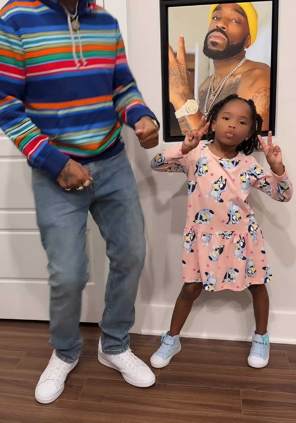 My daughter teaching me some moves. 