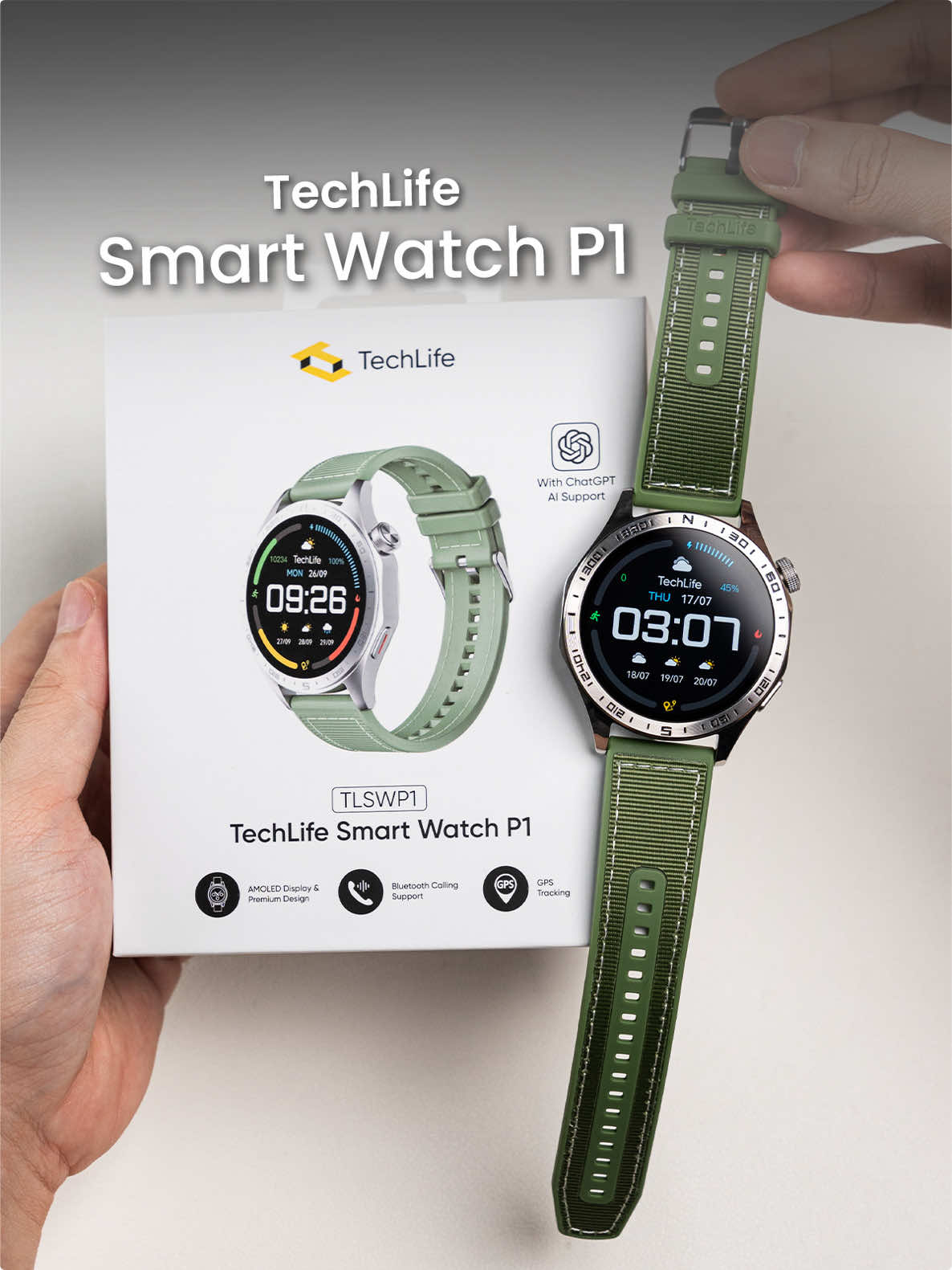 TechLife Smart Watch P1 开箱! 价格实惠还有AI 功能 🧠  ☀ 1.43 寸 AMOLED 显示屏 🦾 锌合金表壳 🏃🏻 100+ 运动模式 + GPS 精准定位 📞 支持蓝牙通话功能 🤖 支持 ChatGPT  💦 IP68/5ATM 💰 RM299 #techlife #smartwatch #smartwatchp1 @Tech Life 