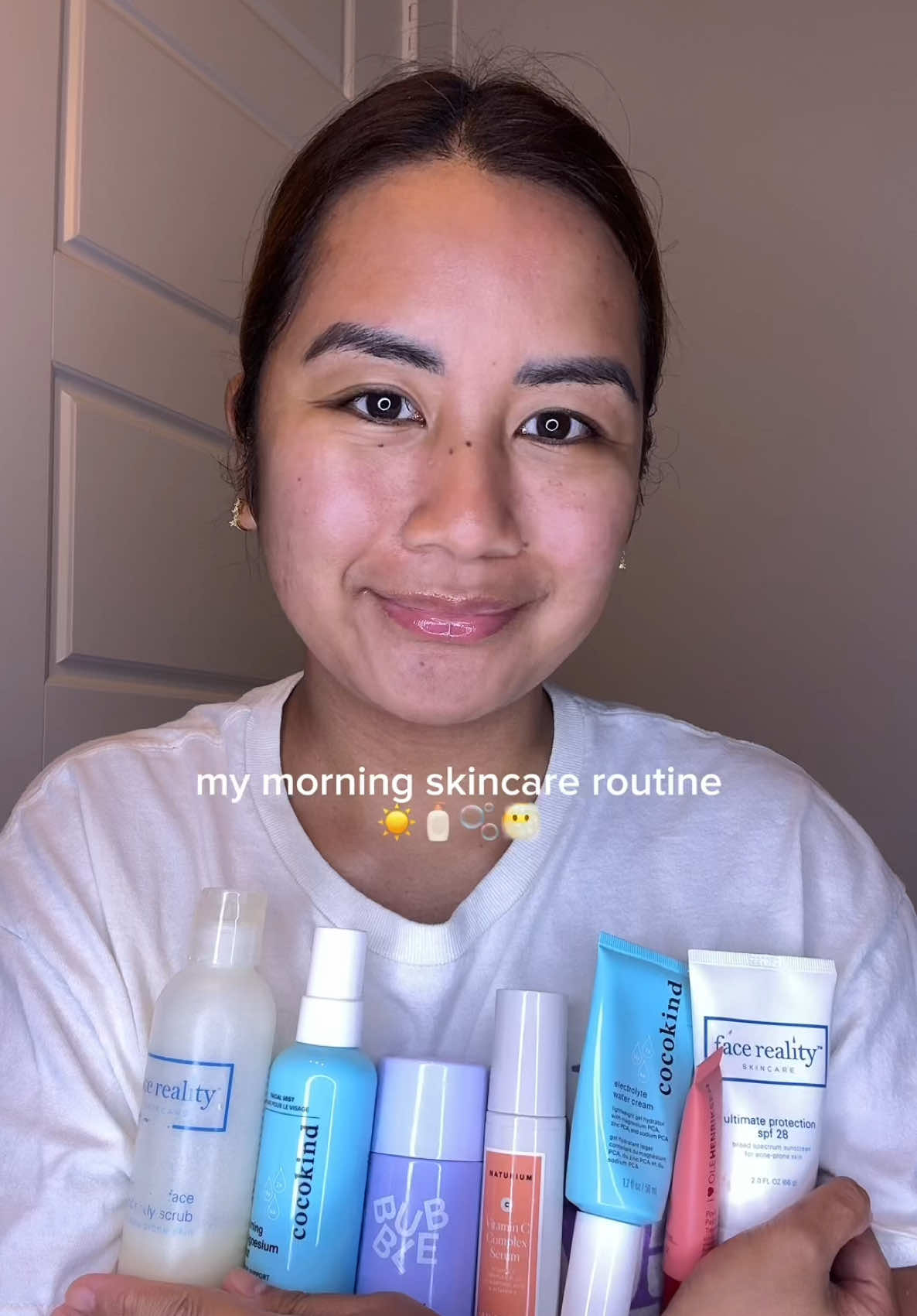 Rise & grind 🌅 but first skincare! 😶‍🌫️ Product I used: @Face Reality @Bubble Skincare @cocokind @Naturium @Olehenriksen  #skincare #skincareroutine #acneproneskin #morningroutine #skin #morningskincare #morningskincareroutine #bubbleskincare #cocokind #olehenriksenliptreatment #facerealityskincare #skincareproducts 