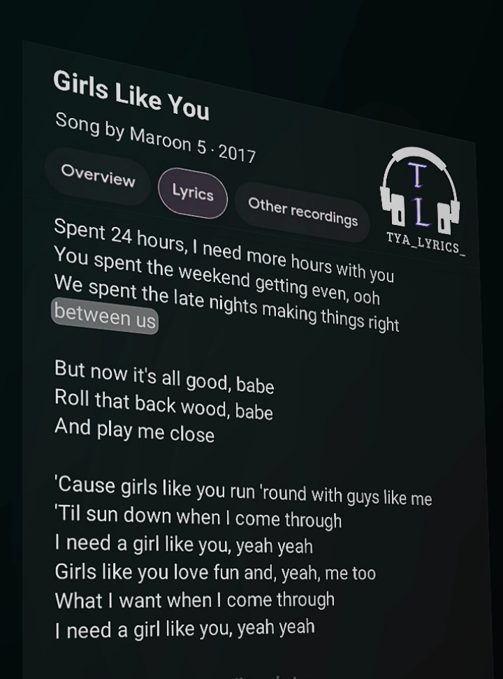 Girls Like You - Maroon 5 || Lyrics 🎧🎶  . . . #girlslikeyou #maroon5 #lyrics #song #lyrics_songs #music #viral #foryou #foryoupage #fyp #tya_lyrics_ 