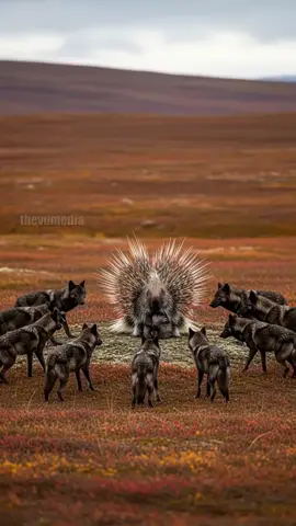 Fierce Porcupine Fends Off Hungry Wolves! #wildlife #animals #rescue 
