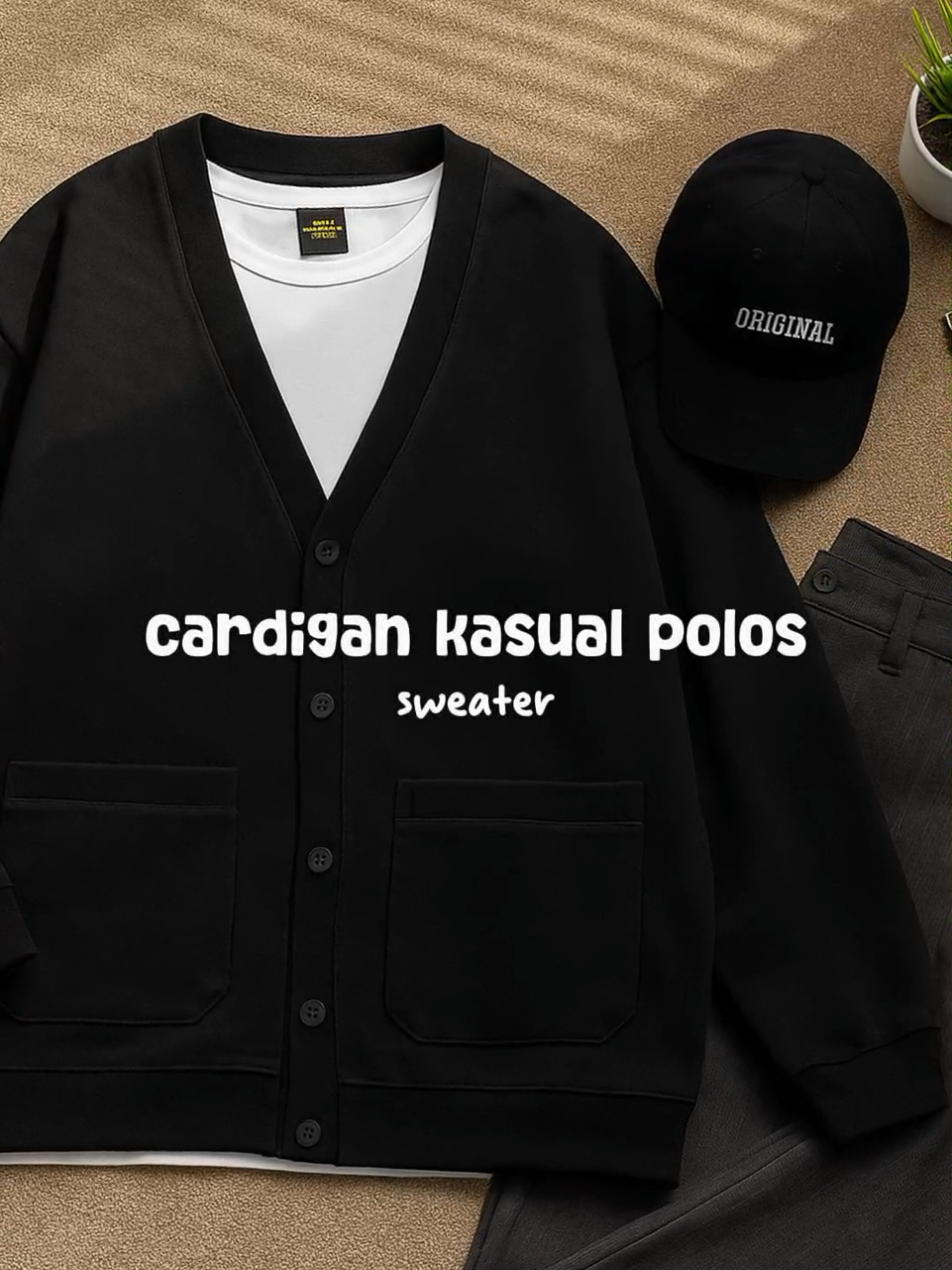 cardigan polos tapi gayanya ga polos 😎🤙  #cardigankasual #sweaterpolos #ootdgaul #jaketkekinian #fypシ 