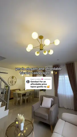 Replying to @andrea 💗 so elegant diba ✨ no regrets talaga with this tricolor ceiling light 💡#ceilinglight #chandelier #tricolorceilinglight #ledlight 