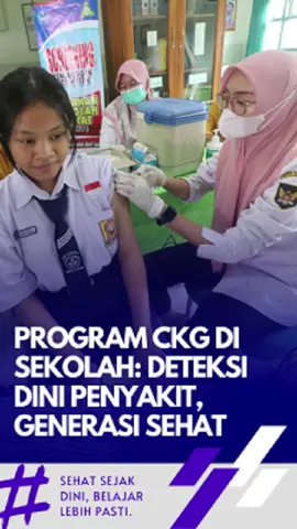 CKG hadir untuk mendeteksi masalah kesehatan lebih awal dan menjaga pelajar tetap sehat. Sehat Sejak Dini, Siap Hadapi Masa Depan. #CekKesehatanGratis #PrabowoGibran #IndonesiaSehat #PresidenPrabowo #IndonesiaGAZZ