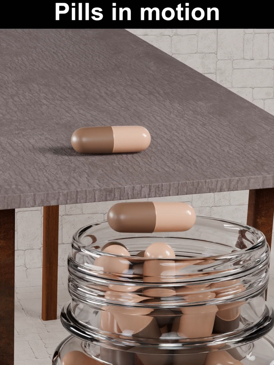 pills animation falling in a bottle and parallel universe, 3d modeling in blender, dm for business  #blender #render #3d #product #animation #cgi #modeling 