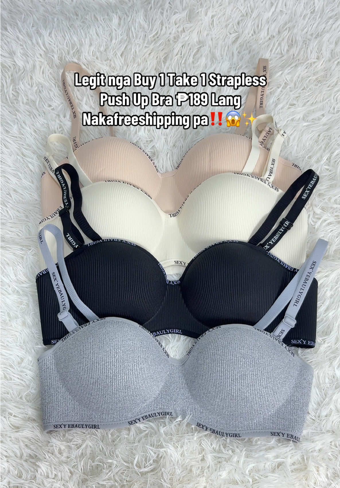 Limited stocks Left,Check out na habang naka sale pa mga mi 🥰 disclaimer:price may change,after the deals end.#pushupbra #nonwirebra #braforwomen #straplessbra #seamlesspushupbra #buy1take1bra 