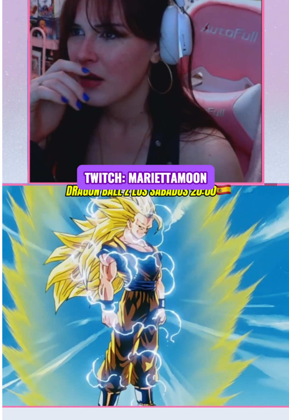 DBZ los SABADOS en Twitch: mariettamoon (link en la bio)  #mariettamoonreaccion #majinbuu #dragonball #goku #gokussj3                              
