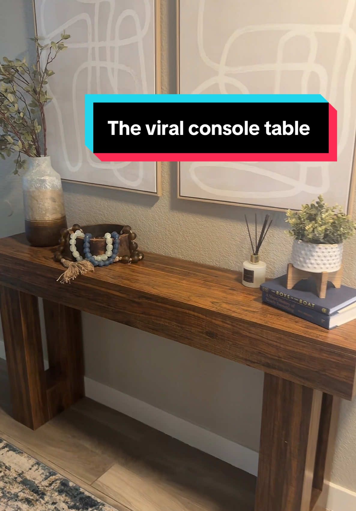 This wood grain console table is giving designer on a budget. The rich texture, clean lines, and natural finish make it perfect for entryways, behind couches, or that awkward wall you never know how to decorate. Neutral, modern, and effortlessly aesthetic. You need this. #TikTokShopFinds #ConsoleTable #HomeDecorTikTok #WoodGrainVibes #InteriorDesignGoals #FurnitureFlip #EntrywayGoals #ModernHomeStyle #fyp 