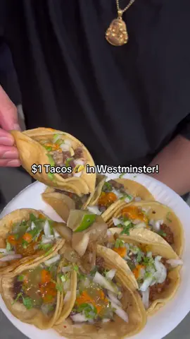 $1 TACOS?!?! SAY less. #orangecountyfood #tacospot #westminister #tacos #tacosalpastor @Andy’s_truck 