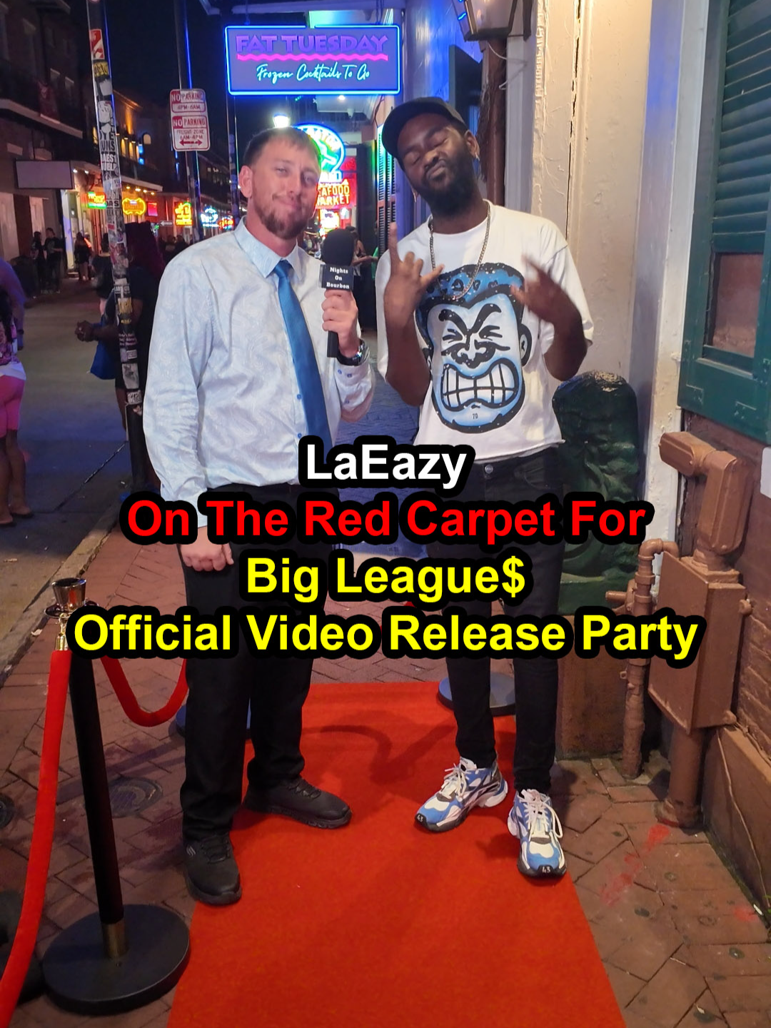 LaEazy On The Red Carpet For Big League$ Official Video Release Party @laeazylasgna @righteousmoney2020 #nightsonbourbon #interview #bourbonstreet #neworleans #louisiana #redcarpet