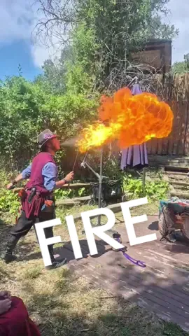 Fire breathing can be very fun for a large crowd #renfaire #sideshow #musician #hurdygurdy #magician