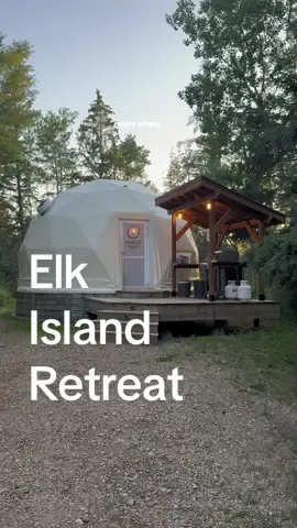 quick nature getaway 🌲🌿🍃 I had such a wonderful time at Elk Island Retreat — truly one of Alberta’s hidden gems if you’re looking for a camping experience without… well, actually having to rough it. 😂 I stayed in one of their geodomes, and let me just say… chef’s kiss. It’s cute, cozy, and perfect for someone who wants all the vibes of camping without sleeping in a tent or swatting bugs all night. The geodomes are temperature-controlled with air conditioning and a fireplace, which makes them super comfortable no matter the weather. Plus, they’ve got a burner-top grill outside so you can cook up a little something, a picnic table, and a private fire pit for roasting marshmallows or just vibing under the stars. The outhouse (yes, we’re talking about the bathroom!) was clean and actually smelled good — a win in my books. There are also very neat shared showers at the front of the property if you need them. And for those who are into that spa life, there’s a wood-fired oud spa — probably better enjoyed in cooler months, but I still loved it!  I can totally see this being the perfect spot for a birthday, friend reunion, or celebration weekend. You can rent multiple domes or cabins and have your own little mini retreat. They even have volleyball nets, soccer space, and an event hall if you’re trying to turn it into a full experience. Highly recommend if you’re looking for a nature escape that doesn’t skimp on comfort. ✨🌲