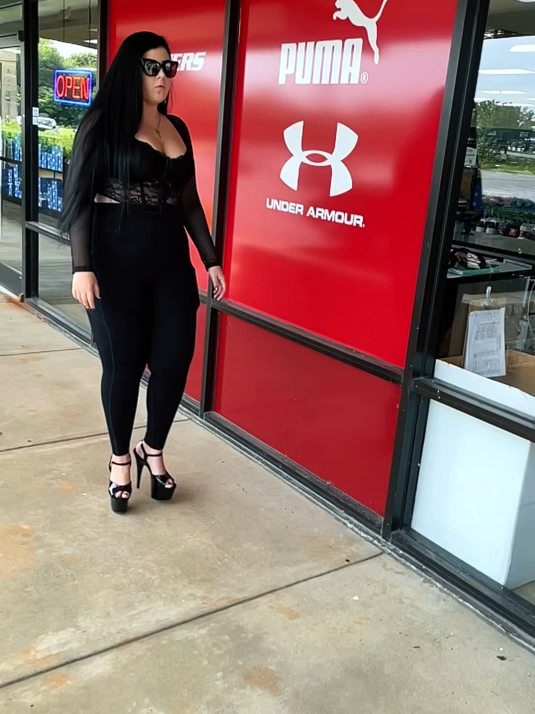 Do these tall high heels make me look more or less suspicious? #goth #thick #highheels