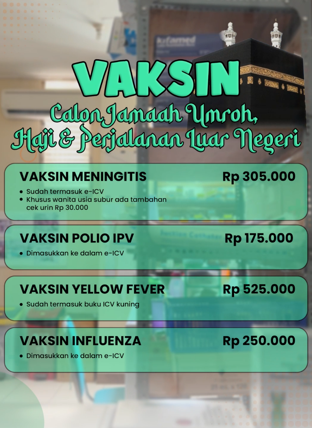 ✈️🕋 Siap Berangkat Umroh, Haji, atau Liburan ke Luar Negeri? 💉 Jangan lupa vaksin dulu! Kami hadirkan informasi lengkap seputar harga vaksin terbaru untuk kebutuhan perjalananmu. Aman, resmi, dan terpercaya! 📌 Cek flyer untuk detail harga dan jenis vaksin yang tersedia. #Umroh #Haji #VaksinPerjalanan #VaksinInternasional #SiapBerangkat #TravelSehat #salamummuhani #rsiaummuhanipurbalingga #purbalingga #rsiaummuhani #fypppppppppppppppppppppppppppppppppppppppppppppppppppppppppppppppppppp #fypシ゚viral 