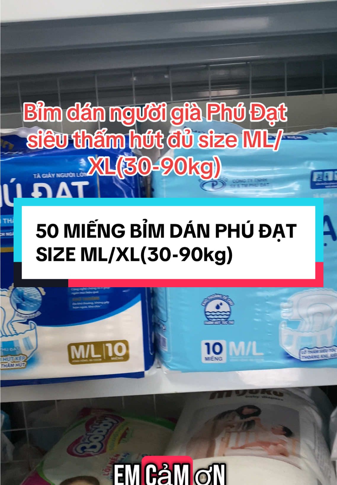 Bỉm dán người già Phú Đạt siêu thấm hút dành cho các bác có cân nặng 30-90kg size ML và XL. #khobimnguoigia #bimgiaphudat #phudat #bimdannguoilon #phudat 