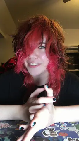ignore that my nails r blue for once in their life instead of red im seeing TGWDLM:R this sat !  emos being gross.... fork found in kitchen...  #emo #hair #emohair 