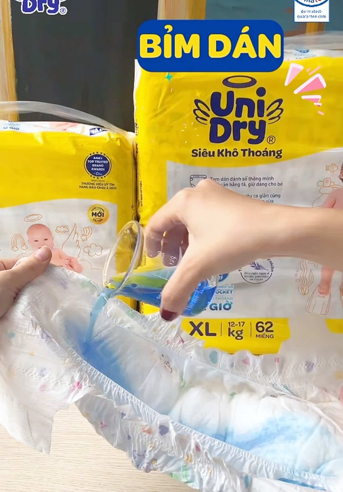 Review nhanh Bỉm dán Unidry Siêu khô thoáng 💛 #tanhanunidry #unidryvietnam #bimunidry #tabe #taquanunidry #nhannhachamcon 