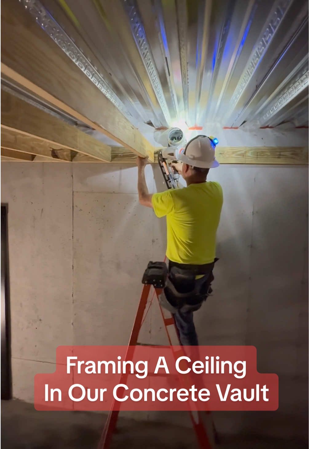 I Framed The Ceiling In Our Concrete Vault Using The New SL-SIDESADDLE (Available August 2025) @Streamlight Inc. #sponsored #build #howto #tools #construction #DIY #contractor #poweredbystreamlight