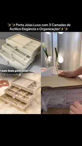 ✨✨Transforme a maneira como você armazena suas joias com nosso Porta Joias de Acrílico Luxo! Com 3 camadas de compartimentos para brincos, anéis e muito mais, suas joias estarão sempre organizadas e facilmente acessíveis.✨✨ #mariaflor❤ #virginia #comprasonline #moda 