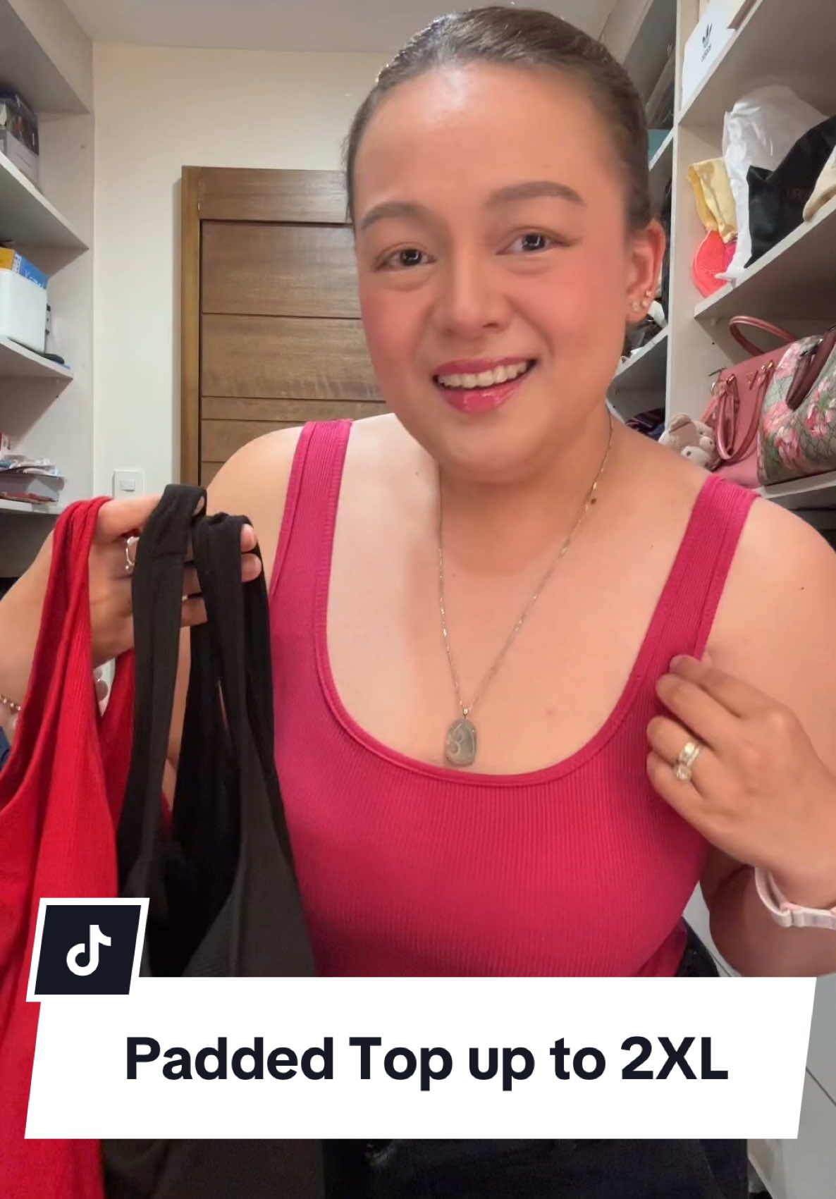 Mabenta yung black, red and itong pink 💕 #paddedtop #OOTD #plussize #midsize #paddedsando 