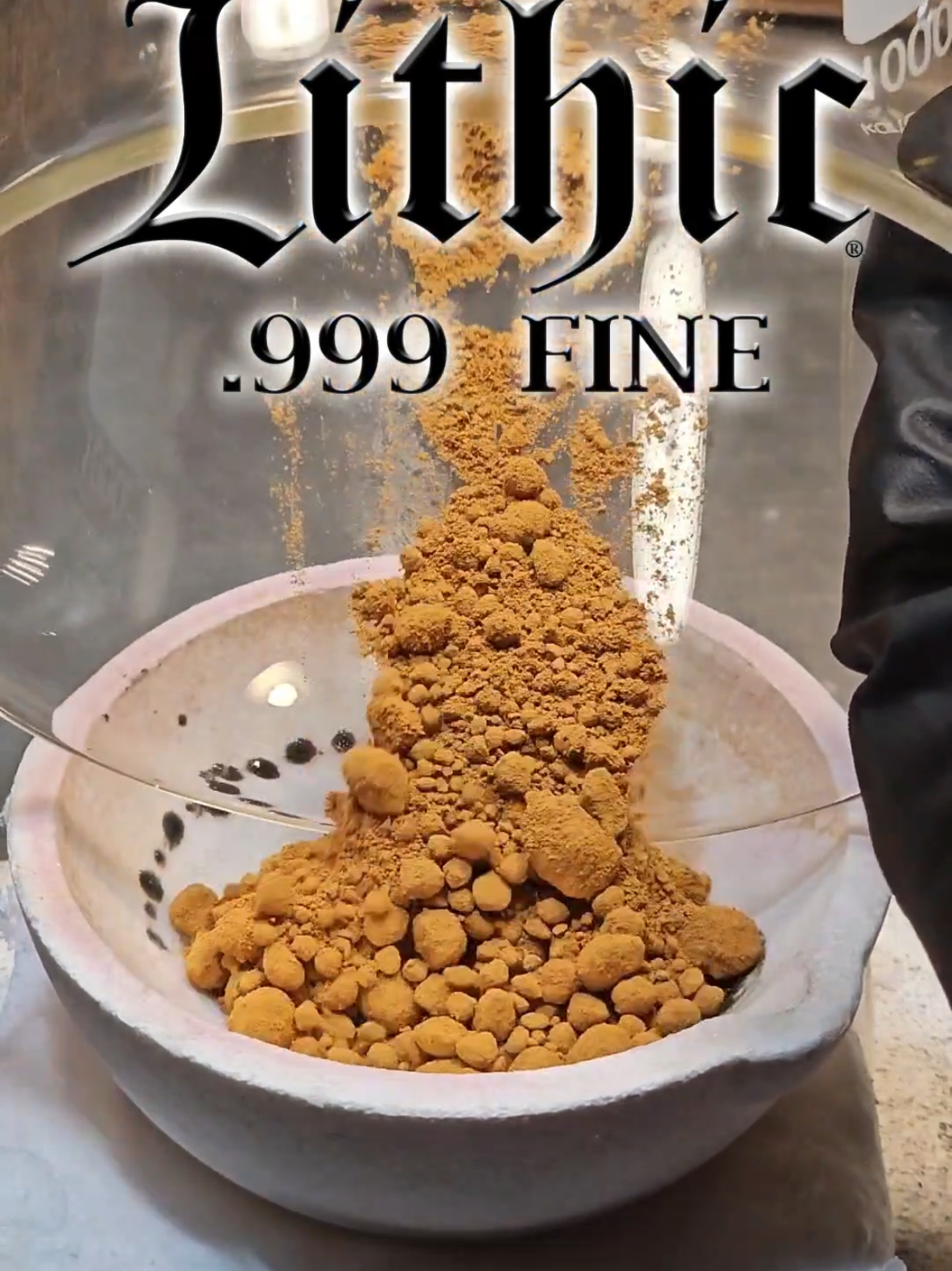Chemically refining pure gold. After removing the base metals with nitric acid, I'm left with a gold sponge. I then dissolve the gold into solution using Aqua Regia. After filtering, the gold is dropped back out of solution with sodium-metabisulfite. Leaving any left over traces of base metals in the solution. Next we decant the waste solution and rinse the gold with hydrochloric acid, ammonia, and distilled water. Once it's dry, it goes into the melt dish. As you can see in the video, while molten and exposed to oxygen, no oxides form. A clear indicator of very pure gold! If you have karat gold or sterling silver that you'd like refined, go to lithicmetals.com and email me more the details. I'd be happy to refine your scrap metal for you! #Science #lithicmetals #gold 