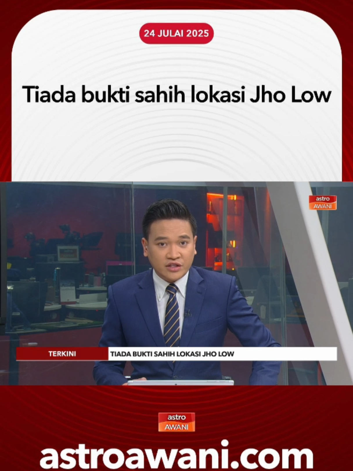 Menteri Dalam Negeri Datuk Seri Saifuddin Nasution berkata tiada bukti sahih lokasi keberadaan Jho Low. #AWANInews