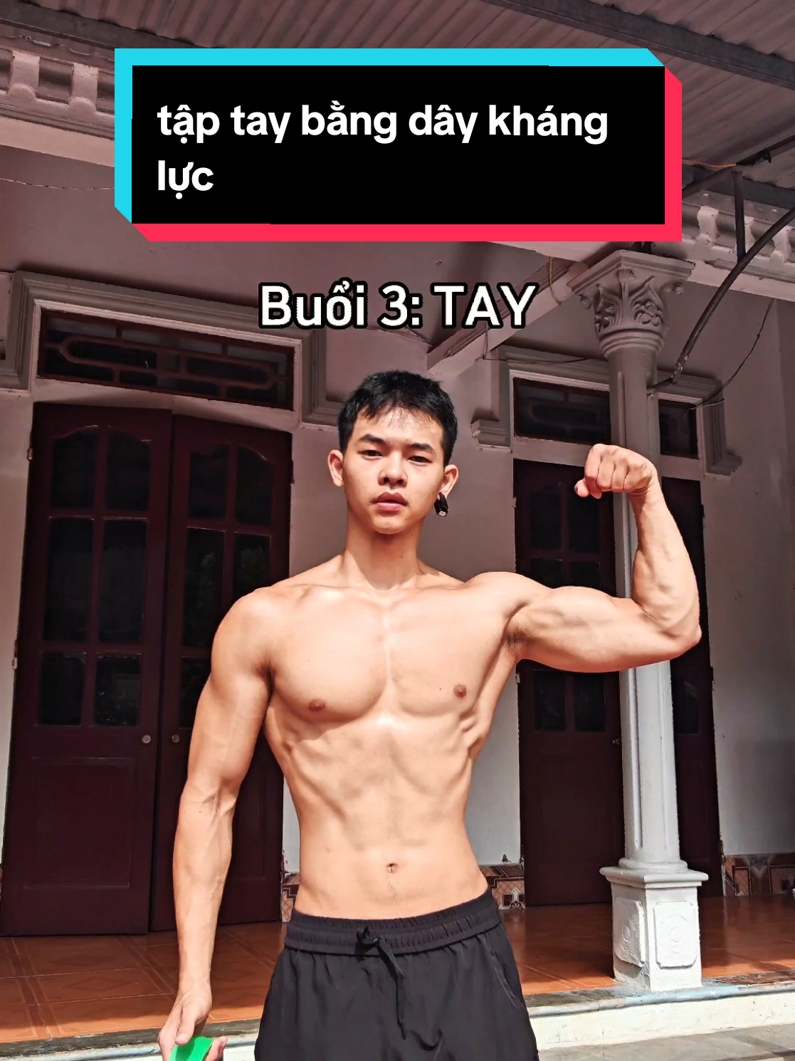 buổi 3: tập tay bằng dây kháng lực #gym #gymmotivation #xuhuong #fyp #truyendongluc #quockhongcuoi 