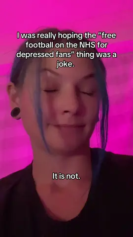 I’m sorry are you DAFT?! Free football for depressed fans but antidepressants? Nah you gotta pay for those. Therapy? Two year waiting list sorry. Oh you need to see a GP about your depression? I’m afraid the GP can’t see you for three months because of a sudden major influx of football lads with “depression”. 🤦‍♀️