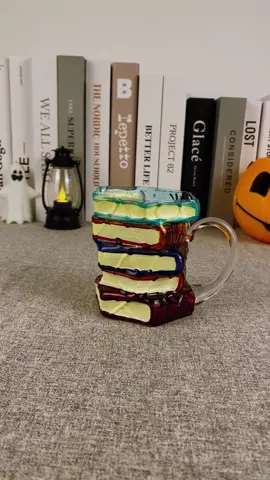 Painted Book Mug, 3D Painted Glass Coffee Cup, Unique Books Stack Design#CapCut 