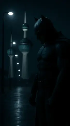 “Gotham’s guardian, Kuwait’s shadow.” #DarkKnight #RainyNight #Vigilante #UrbanShadows #HeroMode #EpicFrame #MoodyScenes   
