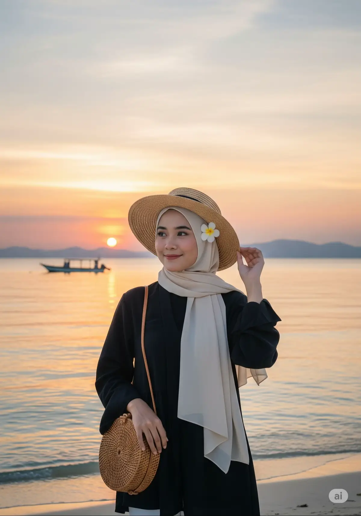 pantai+samsat=🥰😍🌻🌘💫 #aitrend #gemini #chatgpt #ai #prompt #sunset #pantaivibes 