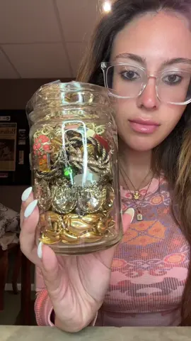 Gold Jewelry Jar From @brejeweled #mysteryjewelry #mysterybox #mystery #jewelryjar #jewelrytok #jewelrybag #jewelryunboxing #trending #jewelrygirl #mysteryjewelrybag #fypシ #foryoupage #depop 