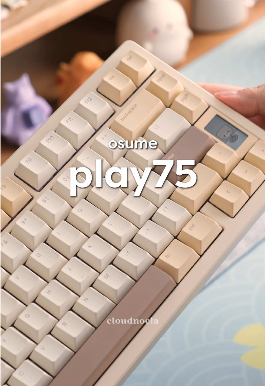 play75 re-stock is tonight! alarms ready? ✨ watch my YouTube video for more in-depth thoughts, tips and a few sound tests~ ☺️ - 🏷️ you can use code ‘cloudnoela’ during checkout at osume.com to support me and my content 🫶 - keyboard: play75 / dalgona / standard/ linear - stock configuration (all foams, split o-ring mount) - [this product was sent to me by @osume and kept, but this is not paid promotion. All thoughts are my own. I earn from purchases made from my links and code!] #mechanicalkeyboard #desksetup #wfhlife #setuptour #keyboards #keebtok #cozydesksetup #homeofficedecor #play75 