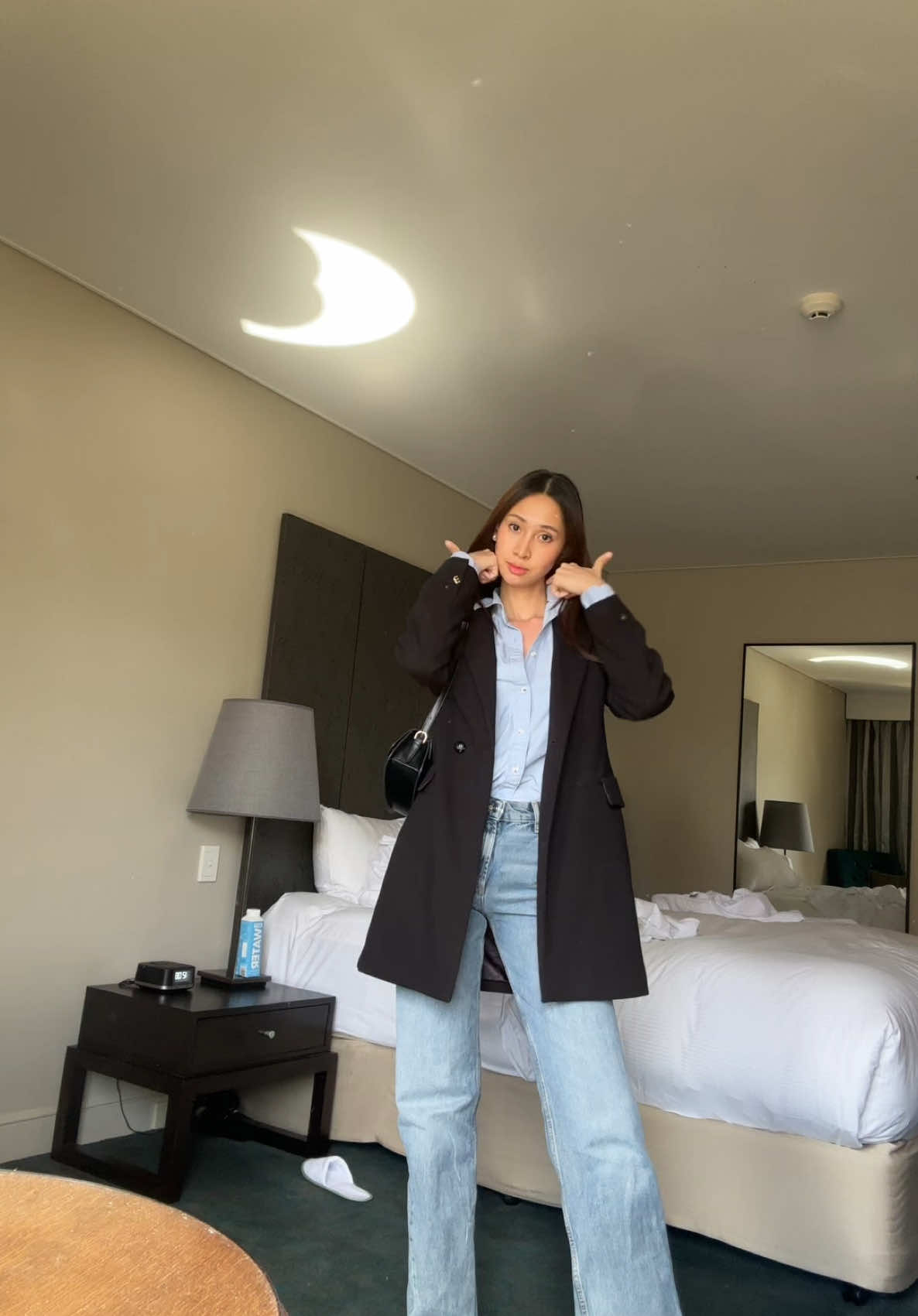 Bag | @Official Christy Ng Indonesia  Coat | @Mango  Polo | Sacoor brothers Jeans| @ZARA  Boots| From a random shop in korea