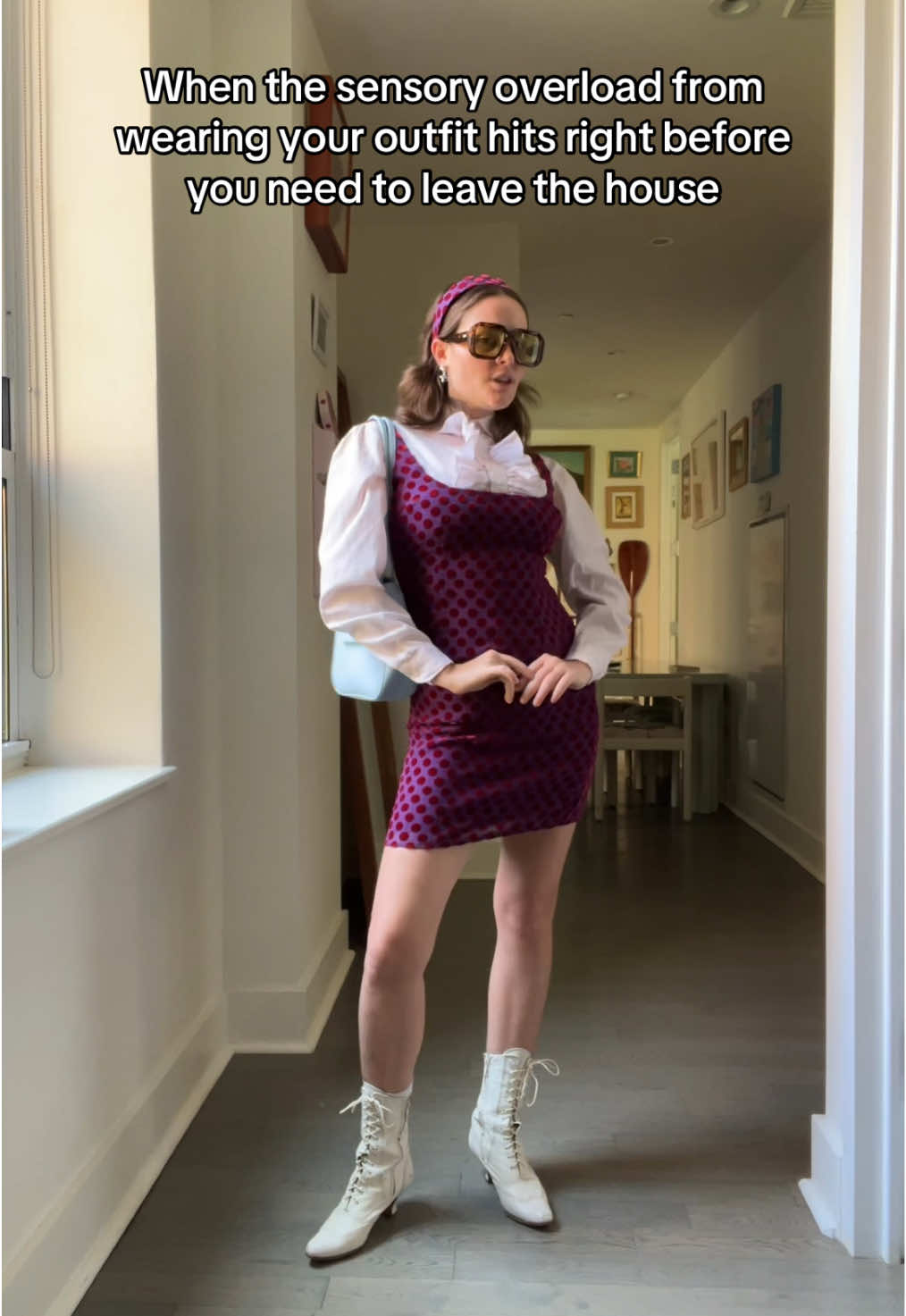 The fit is cute but at what cost 😭 Dress: Vintage (tag: Tessuto) Shirt: Vintage (tag: Classic Elegance) Shoes: Vintage Kenneth Cole Glasses: & other stories 