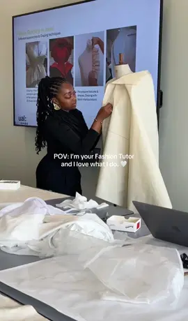Teaching my passion for fashion 🤍✨ #fashiondesign #londoncollegeoffashion #draping 