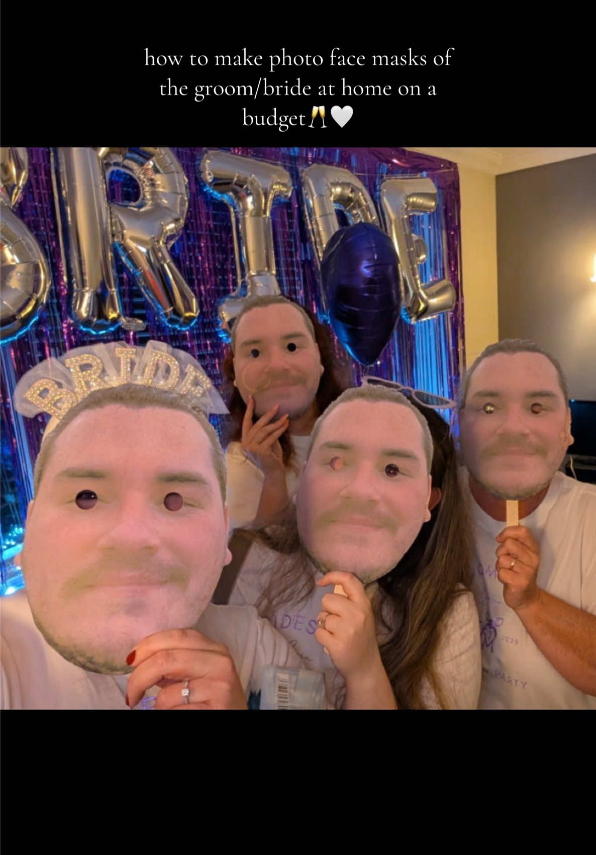 I’ve seen these photo face masks of the groom/bride all over TikTok, but I’ve never seen any DIY videos of making them at home! They’re super easy and pretty quick to do, and are a budget friendly option!  #bridetok #diywedding #ukbride #2025bride #2026bride #henparty #henny #henpartyideas #weddingdiy 