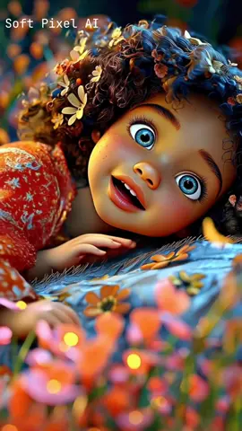 #creatorsearchinsights Waking up in a flower dream 🌸✨ #AIart #PixarStyle #AestheticVibes #DreamyScene 