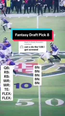 Replying to @Brady Rosvold 📊 RBs go FAST in 2025 drafts — here’s what a Robust RB build looks like from Pick 8. Would you draft like this? #fantasyfootball #fantasyfootballtips #fantasyfootballadvice #fantasyfootballdraft #mockdraft 