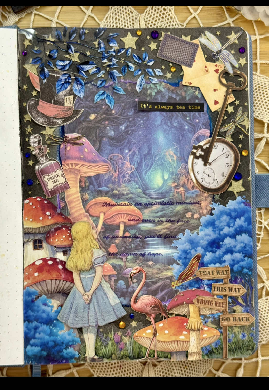 ASMR journal Alice in Wonderland☕️🍄🗝️🦩🃏🕰️🎩 You can find shops where I buy all my supplies in the link in my profile bio✨🫶🏻 #asmr #journal #scrapbooking #aliceinwonderland #DIY        