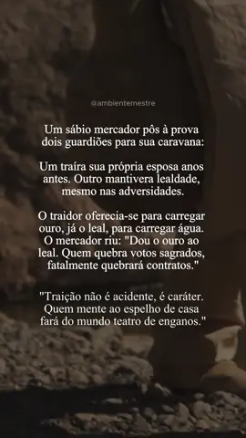 O homem que trai no quarto, trapaceia no contrato. Quem mente ao espelho da intimidade, mente ao mundo sem pestanejar. Entenda! A mente sempre repete hábitos: o mesmo cuidado que você nega à sua cama desarrumada, negará aos grandes desafios. Pequenas deslealdades são sementes de grandes ruínas. Traição não é acidente, é vício. É o prazer perverso de violar acordos nas sombras. E uma hora o destino cobra essa dívida com juros. A confiança é invisível, mas perceptível. É ela que te dá acesso, respeito, prosperidade, portas abertas, conversas de bastidor e oportunidades que às vezes dinheiro nenhum vai comprar. Seja o tipo de homem cuja palavra vale mais do que tudo. Pois o universo sempre revela aqueles que respeitam a própria sombra. #AmbienteMestre #MentalidadeEstoica #SabedoriaMilenar #VidaComPropósito #DisciplinaMental #HomemSabio #NaoAoPilotoAutomatico      