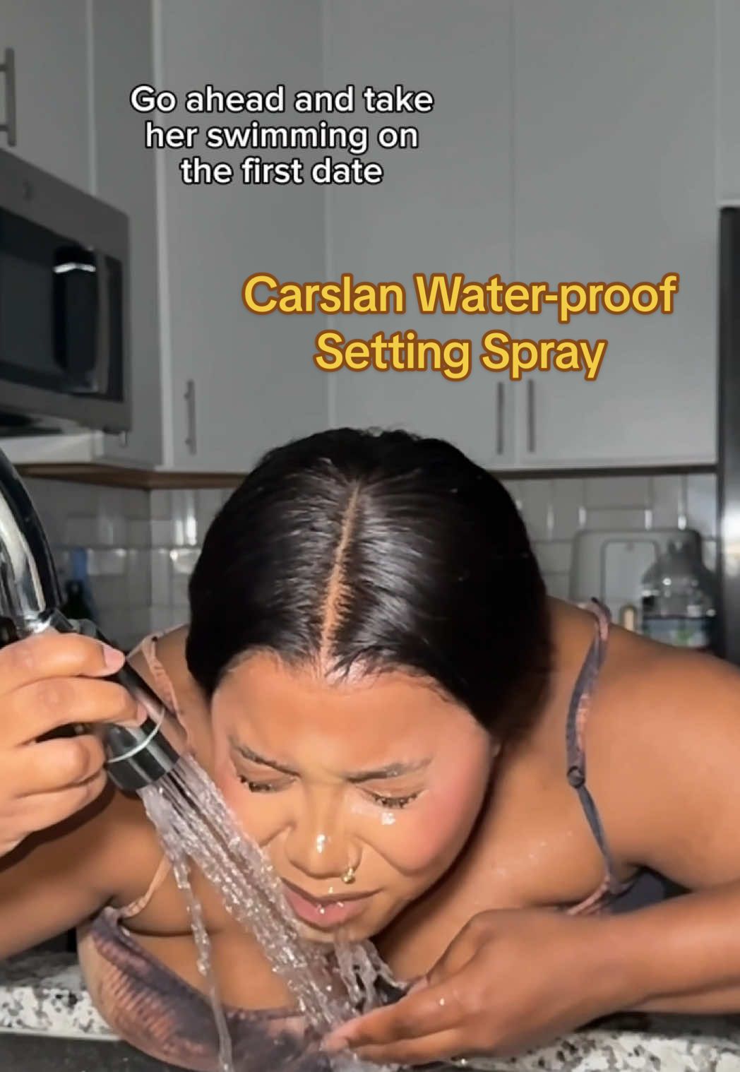 Going swimming with makeup is definitely the new norm ☺️ Thank you to @carslan_us setting spray 🫶🏼 #fyp #carslan #carslansettingspray #waterproofmakeup 