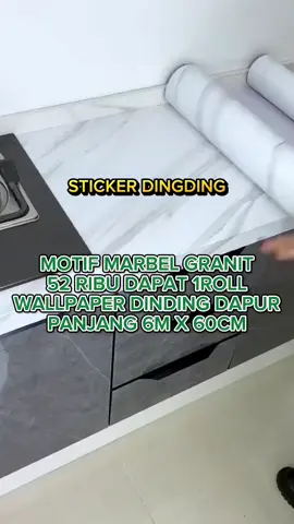 52 ribuan sudah dapat 1roll sticker dapur,panjang 10m #wallpaper #wallpaperdinding #wallpapermarmer #fyp 