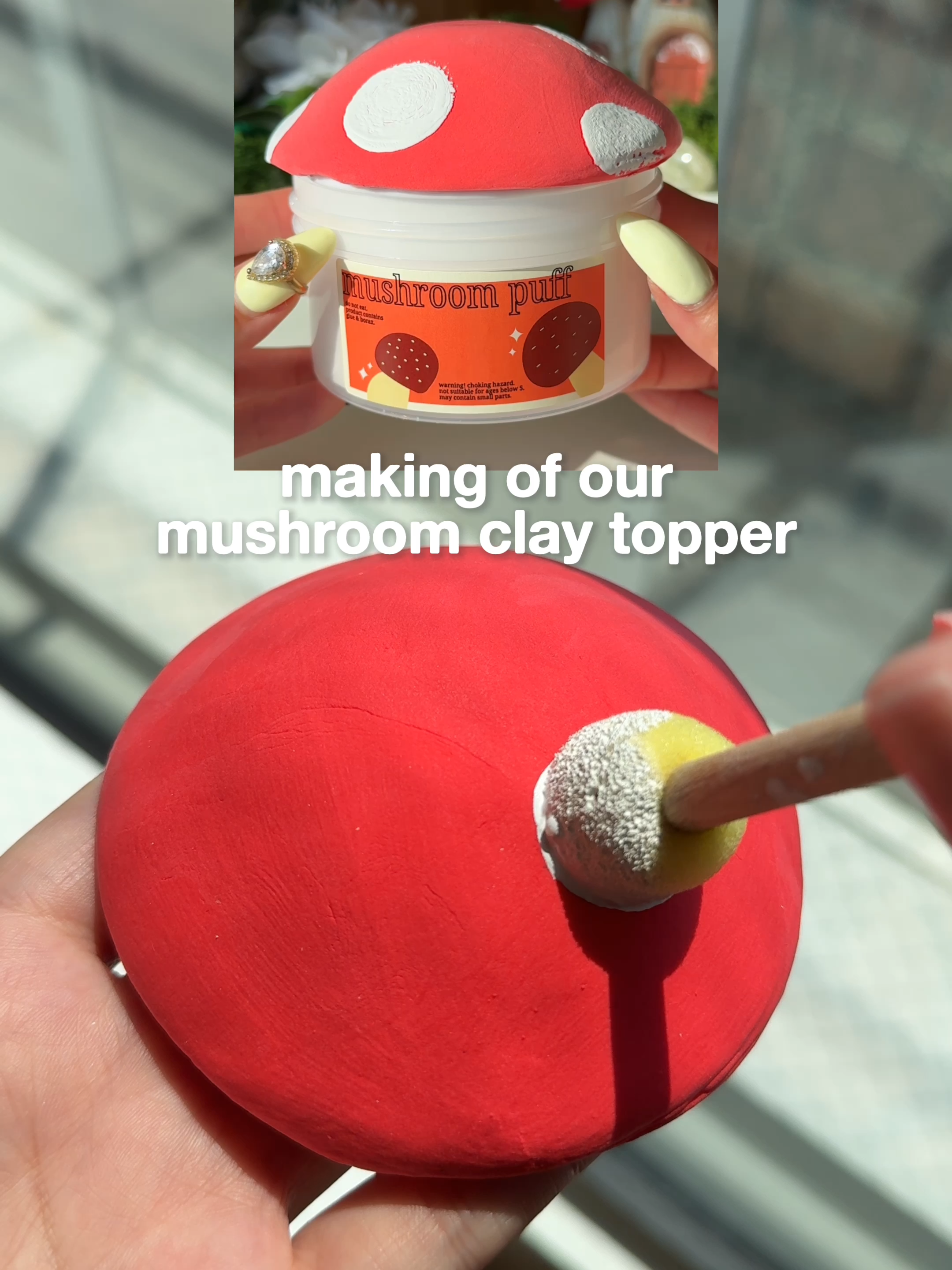 a short diy on how to make a mushroom clay mold that only fits our slime jars… & is only useful to us and no one else… Fairy Garden slimes available NOW!  🧚‍♀️🍄✨ #ogslimes