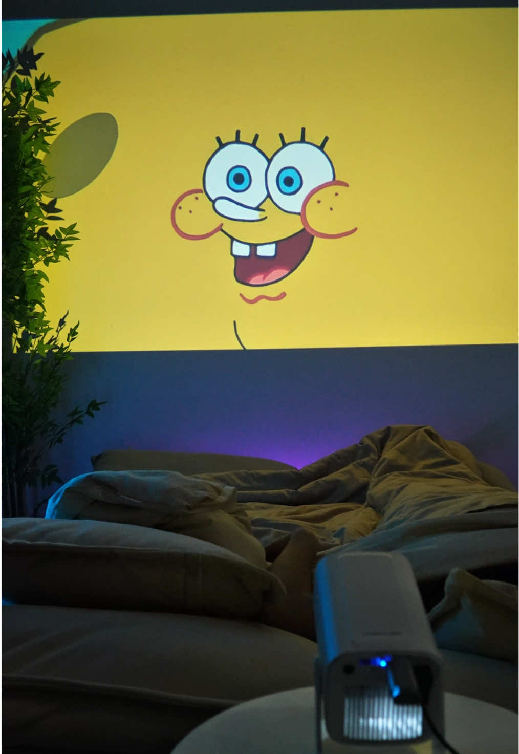 My Rent-Friendly Home Theater Hack 🏠🔥#projector #magcubic #tiktokmademebuyit #portableprojector #HY310 #movienights #tv 