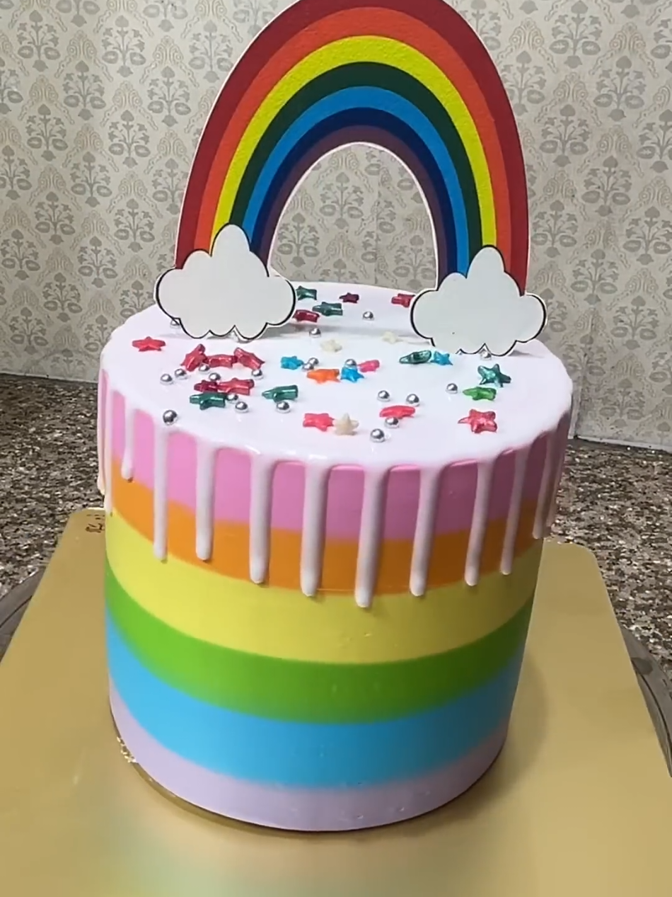 Rainbow Cake Banane Ka Easy Tutorial#cake #cakedecorating #foryourpage #tiktok #amazing 